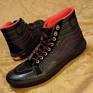 VANS RARE Limited Edition X SPITFIRE Black/Red Sk8-Hi  Men's 8.5 Women's 10.0